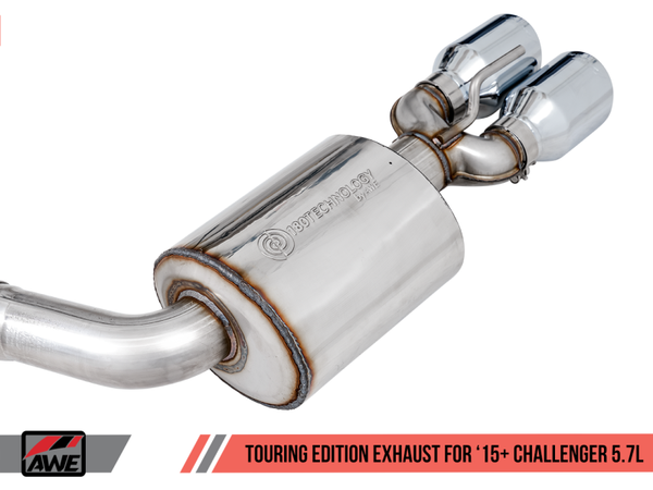 AWE Tuning 15+ Challenger 5.7 Touring Edition Exhaust - Non-Resonated - Chrome Silver Quad Tips