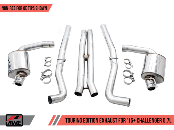 AWE Tuning 15+ Dodge Challenger 5.7 Touring Edition Exhaust - Non-Resonated - Stock Tips