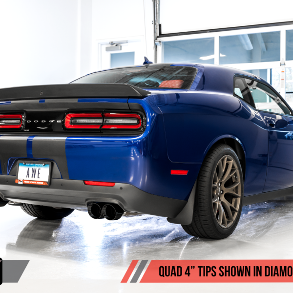 AWE Tuning 15+ Dodge Challenger 5.7 Touring Edition Exhaust - Resonated - Diamond Black Quad Tips