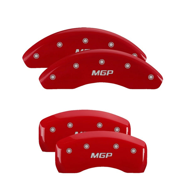MGP 4 Caliper Covers Engraved Front & Rear Block/Charger Red finish silver ch