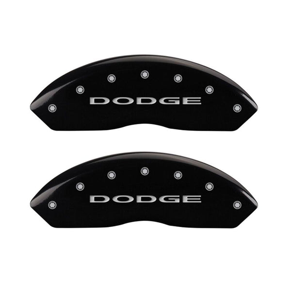 MGP 4 Caliper Covers Engraved Front & Rear With out stripes/Dodge Black finish silver ch