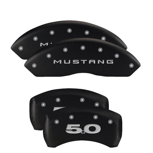 MGP 4 Caliper Covers Engraved Front 2015/Mustang Engraved Rear 2015/Bar & Pony Black fnsh silver ch