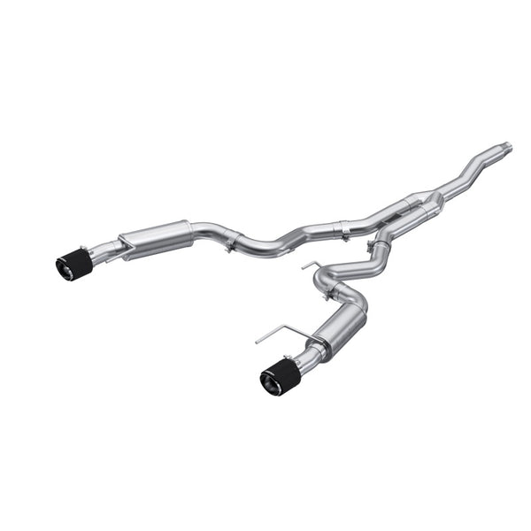 MBRP 19-22 Ford Mustang 2.3 EcoBoost 3in Cat-Back Dual Split Rear w/4.5in Carbon Fiber Tips (Race)