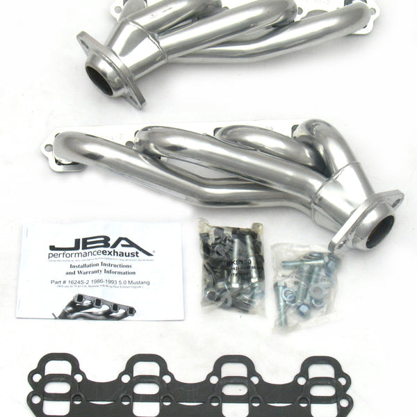 JBA 86-93 Ford Mustang 5.0L SBF 1-5/8in Primary Silver Ctd Cat4Ward Header