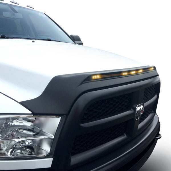 AVS 2010-2019 Dodge Ram 2500 Aeroskin Low Profile Hood Shield w/ Lights - Black