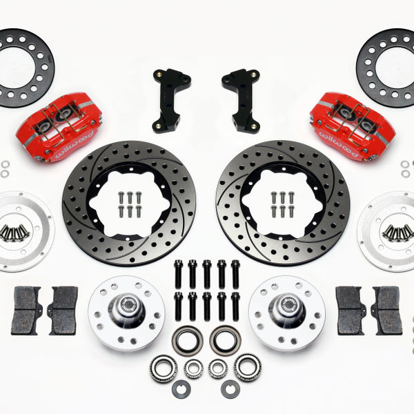 Wilwood Dynapro Dust-Boot Front Kit 11.00in Drilled-Red 74-80 Pinto/Mustang II Disc Spindle only
