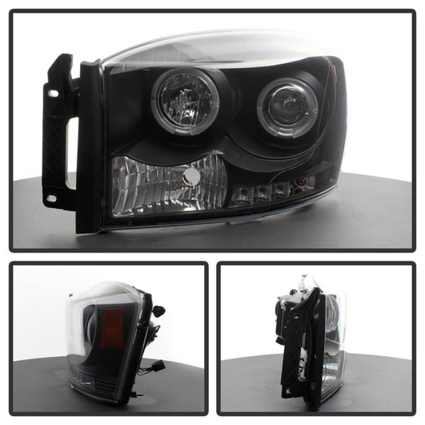Spyder Dodge Ram 1500 06-08/Ram 2500 06-09 Projector Headlights LED Halo LED Blk PRO-YD-DR06-HL-BK