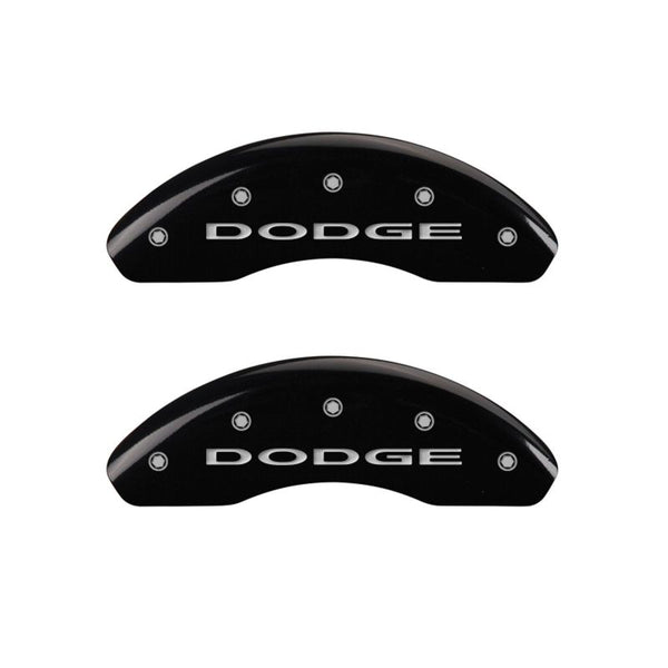 MGP 4 Caliper Covers Engraved Front & Rear With out stripes/Dodge Black finish silver ch