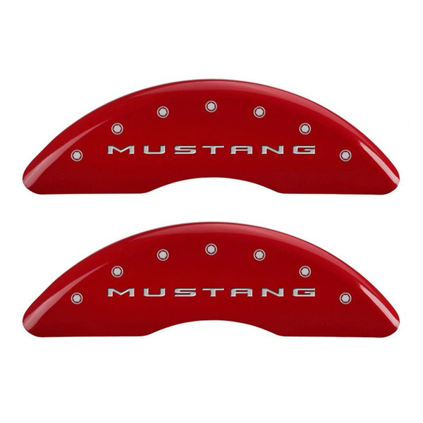 MGP 4 Caliper Covers Engraved Front 2015/Mustang Engraved Rear 2015/GT Red finish silver ch