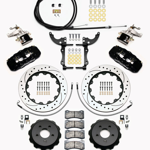 Wilwood AERO4 / MC4 Rear Kit 14.00 Drilled 2015-Up Mustang w/Lines & Cables