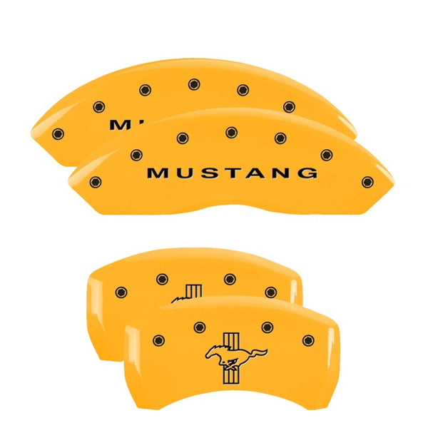 MGP 4 Caliper Covers Engraved Front Mustang Rear Bar & Pony Yellow Finish Blk Char 2006 Ford Mustang