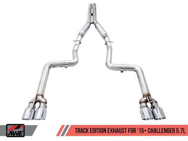 AWE Tuning 15+ Dodge Challenger 5.7 Track Edition Exhaust - Chrome Silver Quad Tips