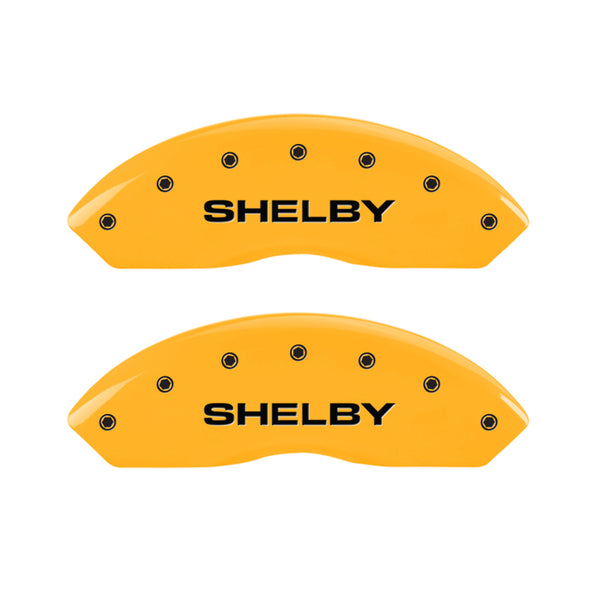 MGP 4 Caliper Covers Engraved Front Shelby Rear Snake Yellow Finish Black Char 2007 Ford Mustang