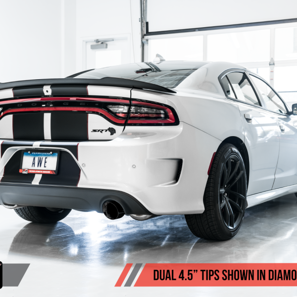 AWE Tuning 2015+ Dodge Charger 6.4L/6.2L Non-Resonated Touring Edition Exhaust - Diamond Blk Tips