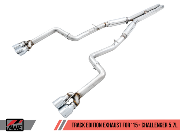 AWE Tuning 15+ Dodge Challenger 5.7 Track Edition Exhaust - Chrome Silver Quad Tips