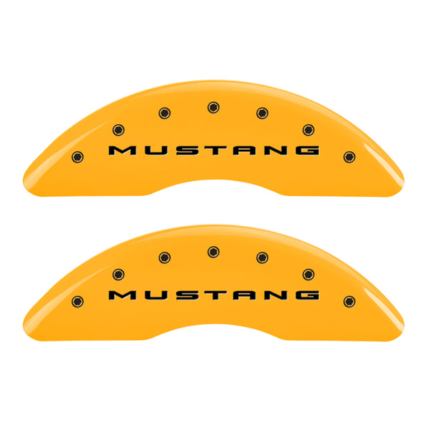 MGP 4 Caliper Covers Engraved Front 2015/Mustang Engraved Rear 2015/37 Yellow finish black ch