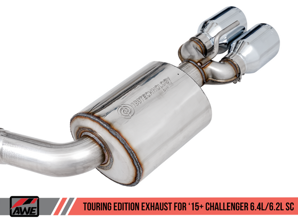 AWE Tuning 2015+ Dodge Challenger 6.4L/6.2L Non-Resonated Touring Edition Exhaust - Quad Silver Tips
