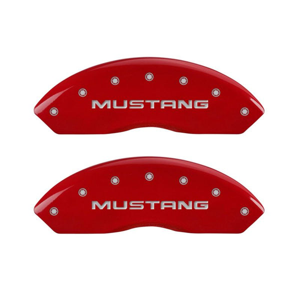 MGP 4 Caliper Covers Engraved Front Mustang Engraved Rear SN95/GT Red finish silver ch