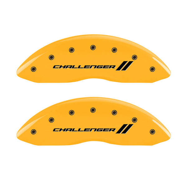 MGP 4 Caliper Covers Engraved F & R Stripes/Challenger Yellow Finish Black Char 2006 Dodge Charger