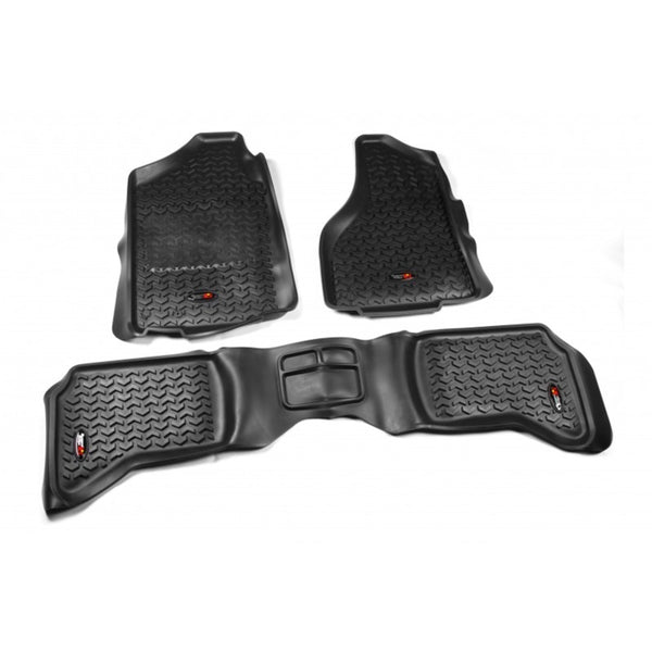 Rugged Ridge Floor Liner Front/Rear Black 2002-2014 Dodge Ram 1500 / 2500 / 3500 Quad Cab