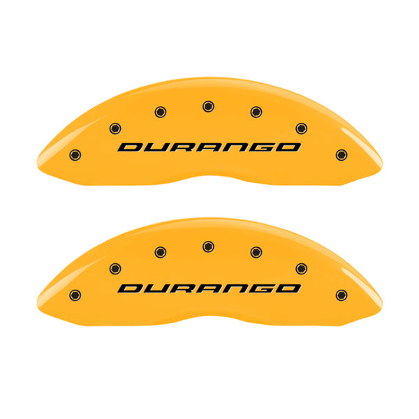 MGP 4 Caliper Covers Engraved Front & Rear Durango Yellow Finish Black Char 2007 Dodge Durango