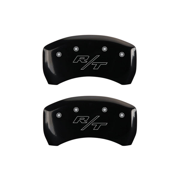 MGP 4 Caliper Covers Engraved Front Block/Challenger Engraved Rear Vintage Style/RT Blk fnsh slvr ch