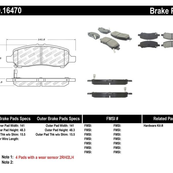 StopTech Performance Rear Brake Pads 13-14 Dodge Dart/Jeep Cherokee