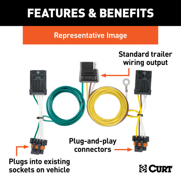 Curt 05-07 Dodge Challenger Custom Wiring Harness (4-Way Flat Output)