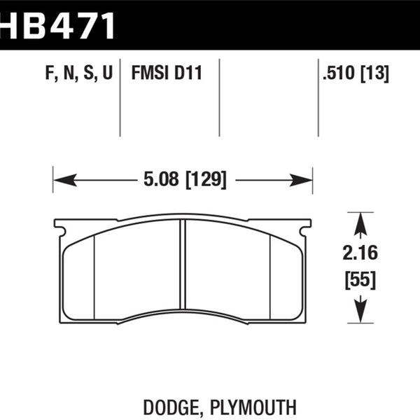 Hawk 66-72 Dodge Dart / 66-69 Pylmouth Barracuda DTC-70 Race Front Brake Pads