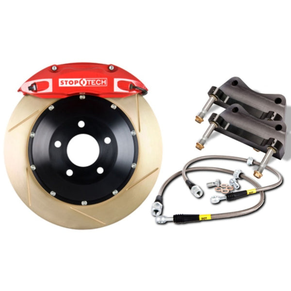 StopTech 91-96 Dodge Stealth AWD Front BBK - ST-40 Red Caliper / 2pc Zinc Slotted 332x32mm Rotor