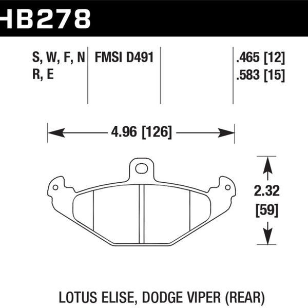 Hawk 92-00 Dodge Viper / 01-05/10-11 Lotus Elise / 10-11 Lotus Exige DTC-30 Race Rear Brake Pads