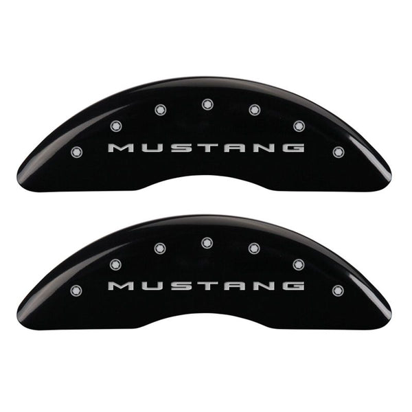 MGP 4 Caliper Covers Engraved Front 2015/Mustang Engraved Rear 2015/50 Black finish silver ch