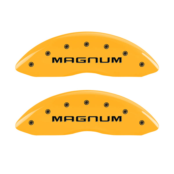 MGP 4 Caliper Covers Engraved Front & Rear Magnum Yellow Finish Black Char 2006 Dodge Charger
