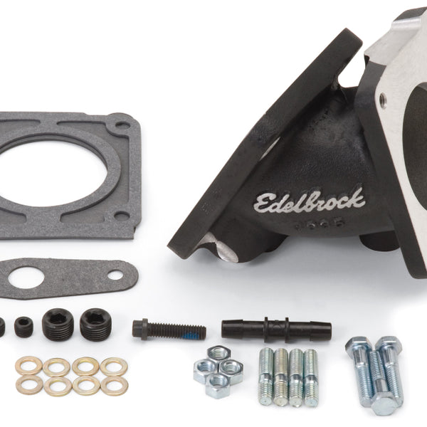 Edelbrock EFI Throttle Body Adaptor (Elbow) Ford Mustang 94-95 w/ Black Mini Texture Powder Coat