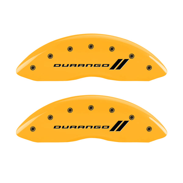 MGP 4 Caliper Covers Engraved F & R w/ Stripes/Durango Yellow Finish Black Char 2007 Dodge Durango