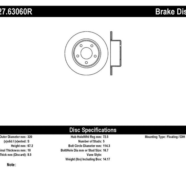 StopTech 05-13 Chrysler300/300C / 09-12 Dodge Challenger Rear Right Drilled & Slotted Rotor