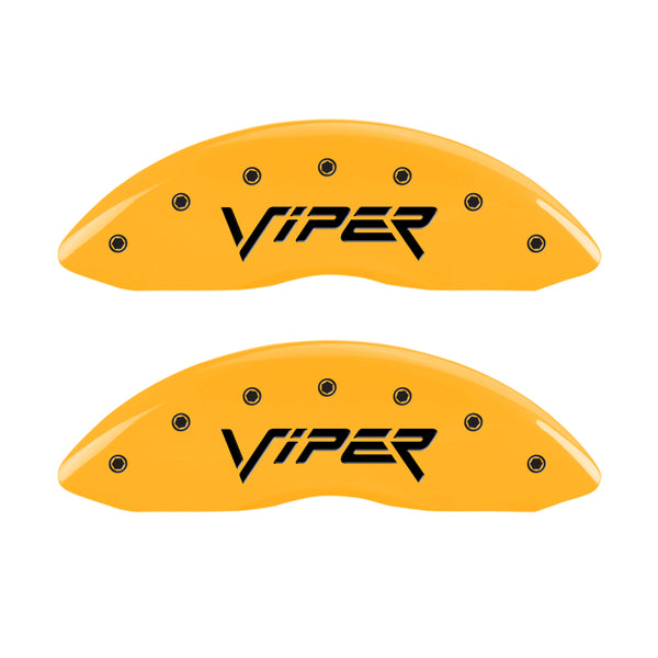 MGP 4 Caliper Covers Engraved Front Viper Rear Snake Yellow Finish Black Char 2002 Dodge Viper