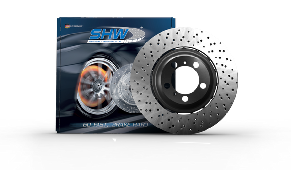 SHW 15-19 Ford Mustang Shelby GT350 5.2L (Up to 2/4/2019) Right Front Cross-Drilled LW Brake Rotor