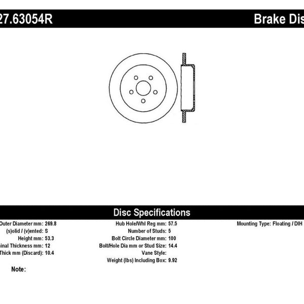 StopTech 03-09 Chrysler PTCruiser Tur / 03-05 Dodge Neon SRT-4 Rear Right Slotted & Drilled Rotor