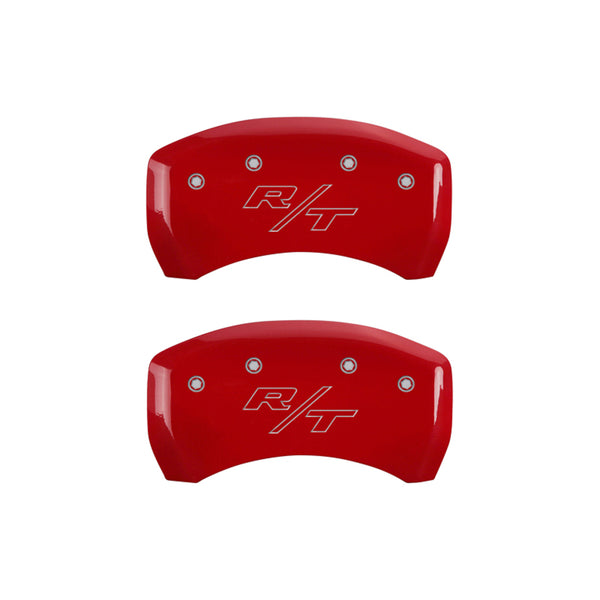 MGP 4 Caliper Covers Engraved Front Charger Engraved Rear RT Red finish silver ch