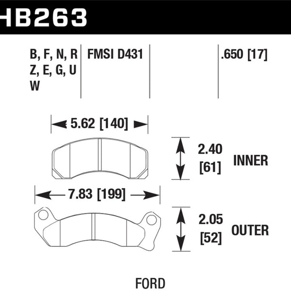 Hawk 87-93 Ford Mustang GT/LX DTC-30 Race Front Brake Pads