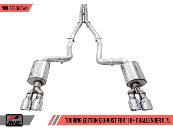 AWE Tuning 15+ Dodge Challenger 5.7 Touring Edition Exhaust - Resonated - Chrome Silver Quad Tips