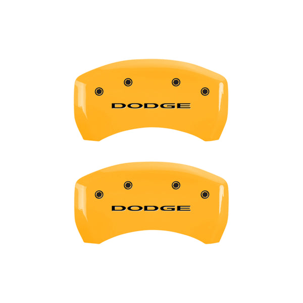 MGP 4 Caliper Covers Engraved Front & Rear With out stripes/Dodge Yellow finish black ch