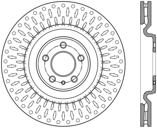 StopTech 13-14 Ford Mustang Shelby GT500 Front Left Slotted & Drilled Sport Brake Rotor