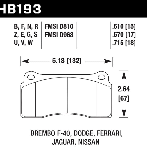 Hawk 09-11 Nissan GT-R Rear / 03-09 Dodge Viper SRT10 Fron & Rear HT-10  Race Brake Pads