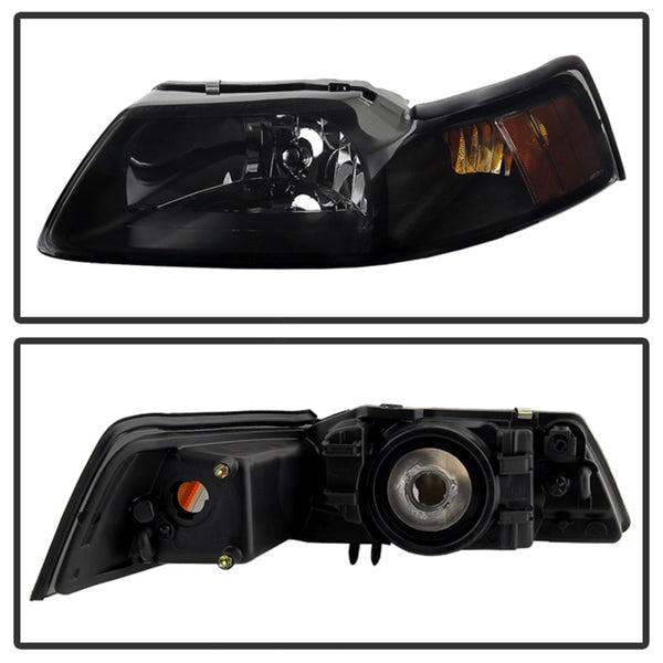 Xtune Ford MUStang 99-04 OEM Amber Headlights Black Smoked HD-JH-FM99-AM-BSM