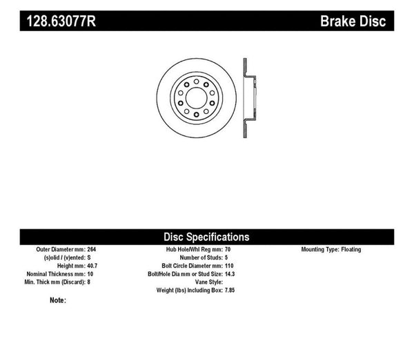 StopTech 2013-2014 Dodge Dart Drilled Right Rear Rotor