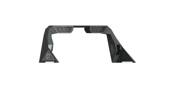 Road Armor 10-19 Dodge 1500 iD Headache Rack w/Bedrail Pod/Dual 10in Pod/Brake Lamp Relief/iD - Raw