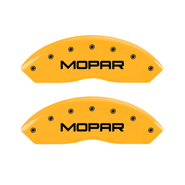 MGP 4 Caliper Covers Engraved Front & Rear Mopar Yellow Finish Black Char 2010 Dodge Nitro