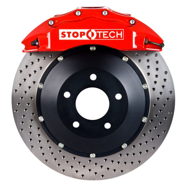 StopTech 09-13 Dodge Challenger SRT-8 Front BBK w/ Red ST-60 Calipers Drilled 380x32mm Rotors